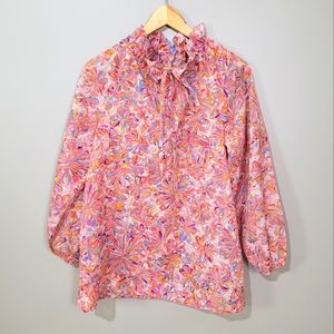 60s marbled sheer blouse Beach coverup